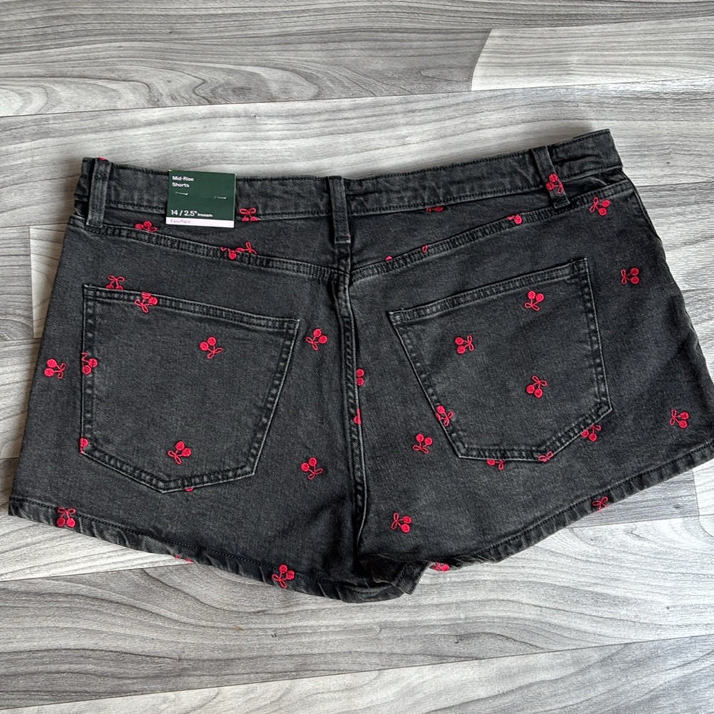 Wild Fable Black Jean Shorts with Red Embroidery - Picture 3 of 9